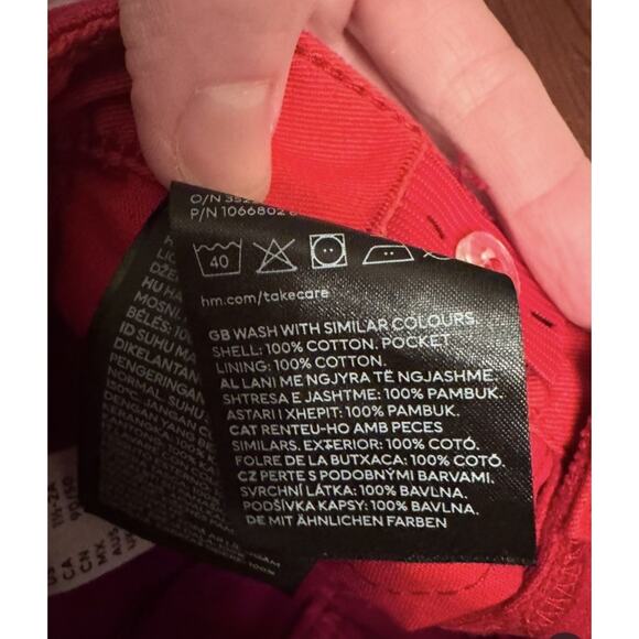 H&M Kids 2T Slim Fit Adjustable Waist Red Corduroy Pants Pockets 100% Cotton - Picture 2 of 5